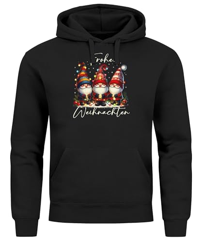 MoonWorks® Hoodie Herren Frohe Weihnachten Wichtel Weihnachtspullover Männer Kapuzen-Pullover schwarz L von MoonWorks