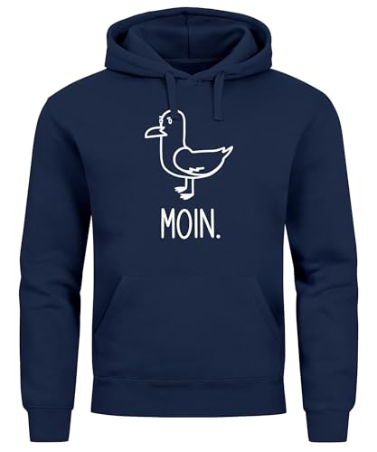 MoonWorks® Hoodie Herren Frontprint Moin Möwe Geschenk für Nordlichter Kapuzenpulli Lustig Hamburg Navy 5XL von MoonWorks