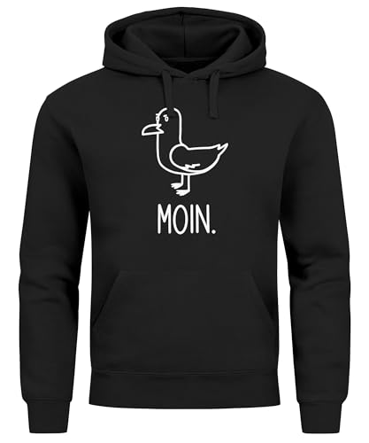 MoonWorks® Hoodie Herren Frontprint Moin Möwe Geschenk für Nordlichter Kapuzenpulli Lustig Hamburg schwarz 5XL von MoonWorks