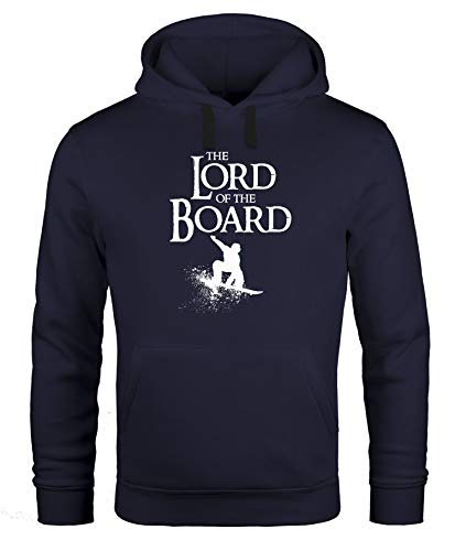 MoonWorks® Hoodie Herren Lord of The Board Snowboard-Hoodie Snowboard-Fahrer Snowboarder Kapuzen-Pullover schwarz L von MoonWorks