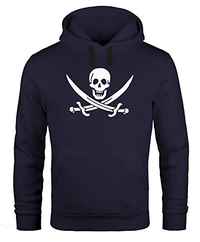 MoonWorks® Hoodie Herren Pirat Skull Jolly Roger Calico Fasching Kapuzen-Pullover schwarz XXL von MoonWorks