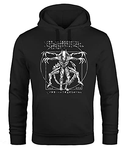 MoonWorks® Hoodie Herren Print Aufdruck Alien Xenomorph Parodie Da Vinci Fun Motiv Kapuzen-Pullover schwarz L von MoonWorks