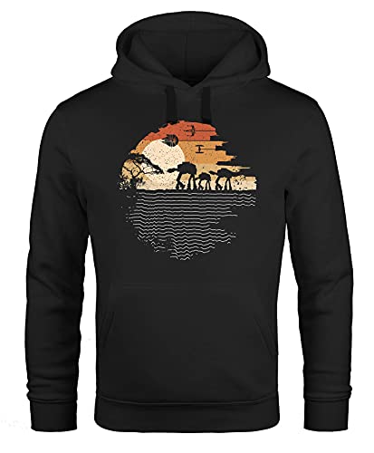 MoonWorks® Hoodie Herren Print Aufdruck Bedruckt Science Fiction Blockbuster Parodie Weltraum Imperium Kapuzen-Pullover schwarz L von MoonWorks