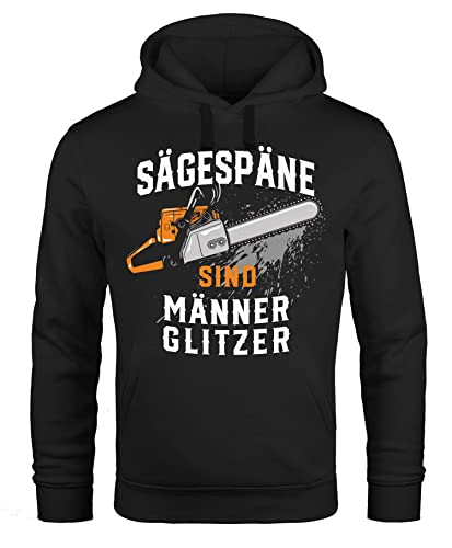 MoonWorks® Hoodie Herren Sägespäne sind Männerglitzer Spruch lustig Holz Geschenk für Männer Handwerker Kapuzen-Pullover schwarz M von MoonWorks