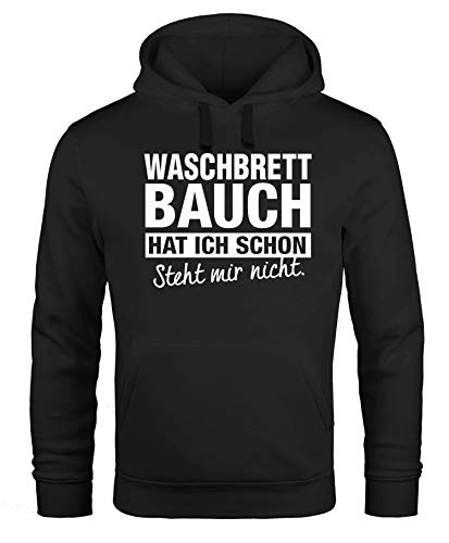 MoonWorks® Hoodie Herren Spruch lustig Waschbrettbauch hat ich Schon Steht Mir Nicht Kapuzen-Pullover schwarz L von MoonWorks