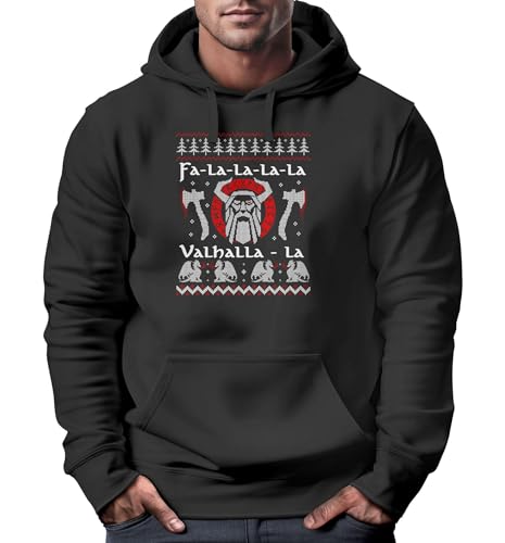 MoonWorks® Hoodie Herren Ugly Christmas Sweater Odin Vikings Winkinger Valhalla Weihnachten lustig schwarz 3XL von MoonWorks