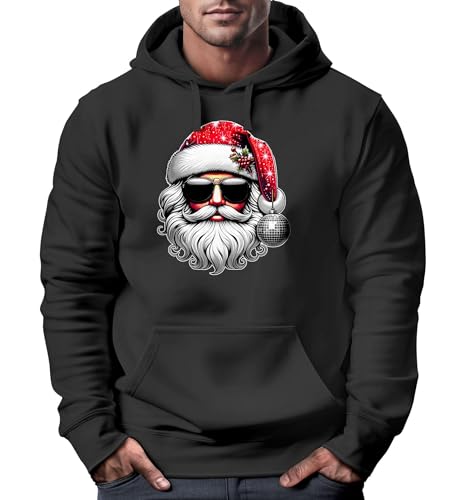 MoonWorks® Hoodie Herren Weihnachten Motiv Santa Claus Cool Ugly Xmas Sweater Kapuzenpulli Geschenk Männer schwarz M von MoonWorks