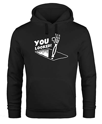 MoonWorks® Hoodie Herren You Looked Bongoloch reingeschaut Skelett Fun-Shirt Spruch lustig Kapuzen-Pullover schwarz XXL von MoonWorks