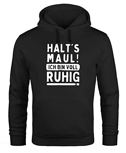 MoonWorks® Hoodie Herren mit Spruch Halts Maul! ich Bin voll ruhig Aufdruck lustig Kapuzen-Pullover schwarz 5XL von MoonWorks