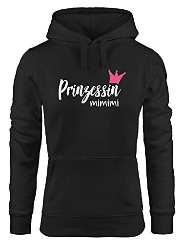 MoonWorks® Kapuzen-Pullover Damen Print Aufdruck Prinzessin Mimimi Krone Bedruckt Hoodie schwarz L von MoonWorks