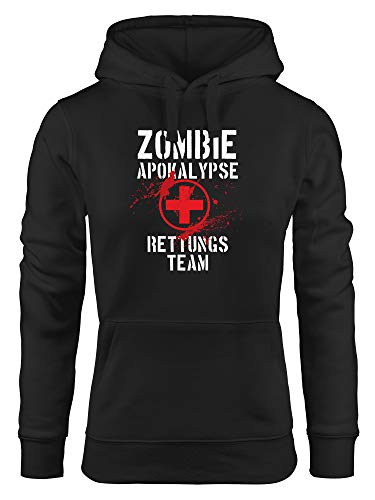 MoonWorks® Kapuzen-Pullover Damen Zombie Apokalypse Rettungsteam Fasching Halloween Verkleidung Horror Hoodie schwarz M von MoonWorks