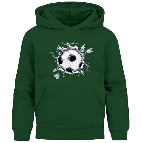 MoonWorks® Kinder Hoodie Jungen Fußball Sport Kapuzenpulli Geschenke Junge Kinderkleidung Aufdruck Print Dunkelgruen 128 von MoonWorks