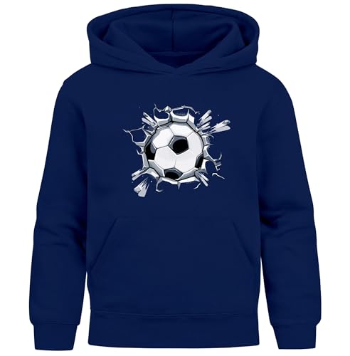 MoonWorks® Kinder Hoodie Jungen Fußball Sport Kapuzenpulli Geschenke Junge Kinderkleidung Aufdruck Print Navy 140 von MoonWorks