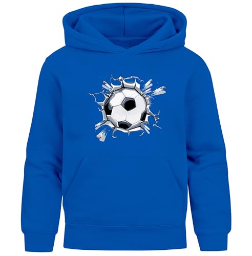 MoonWorks® Kinder Hoodie Jungen Fußball Sport Kapuzenpulli Geschenke Junge Kinderkleidung Aufdruck Print blau 128 von MoonWorks