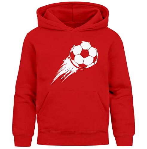 MoonWorks® Kinder Hoodie Jungen Fußball Sport Kapuzenpulli Geschenke Junge Kinderkleidung Aufdruck Print rot 152 von MoonWorks