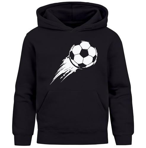 MoonWorks® Kinder Hoodie Jungen Fußball Sport Kapuzenpulli Geschenke Junge Kinderkleidung Aufdruck Print schwarz 128 von MoonWorks
