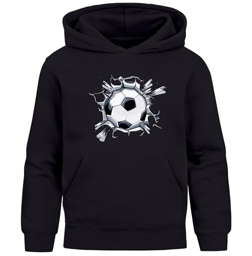 MoonWorks® Kinder Hoodie Jungen Fußball Sport Kapuzenpulli Geschenke Junge Kinderkleidung Aufdruck Print schwarz 164 von MoonWorks