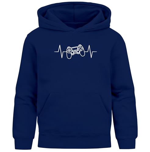 MoonWorks® Kinder Hoodie Jungen Gaming Gamer Zocken Herzschalg Konsole JKapuzenpullover Print Navy 152 von MoonWorks