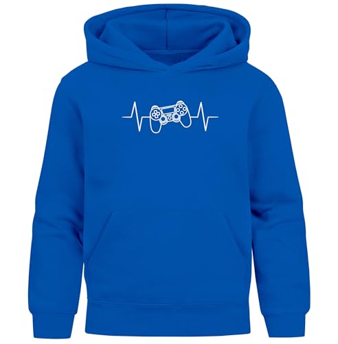 MoonWorks® Kinder Hoodie Jungen Gaming Gamer Zocken Herzschalg Konsole JKapuzenpullover Print blau 140 von MoonWorks