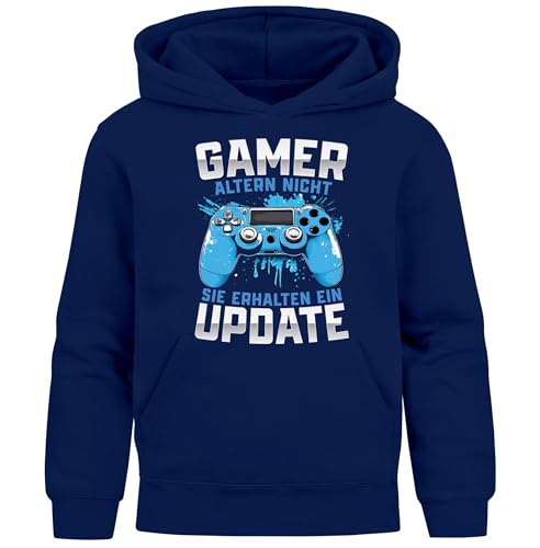 MoonWorks® Kinder Hoodie Jungen Gaming Spruch lustig Gamer altern Nicht Videospiel Konsole Jungengeschenke Navy 164 von MoonWorks