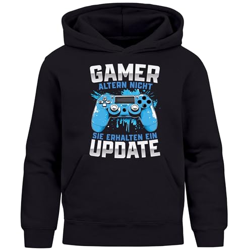 MoonWorks® Kinder Hoodie Jungen Gaming Spruch lustig Gamer altern Nicht Videospiel Konsole Jungengeschenke schwarz 164 von MoonWorks