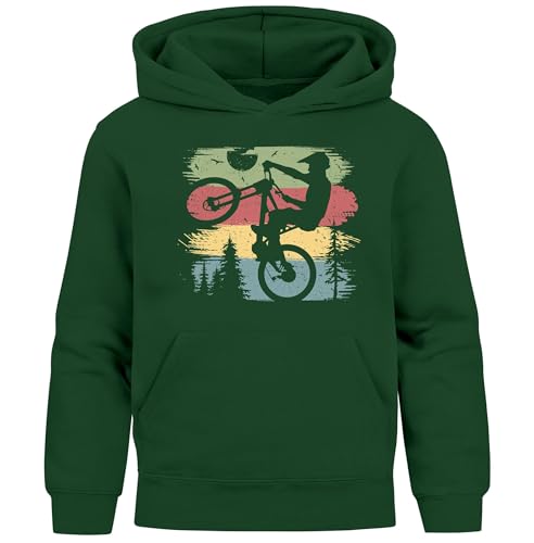 MoonWorks® Kinder Hoodie Jungen Geschenk für BMX Fans Mountainbilke Radfahren Hobby Fahrradfahren Jungengeschenke Dunkelgruen 152 von MoonWorks