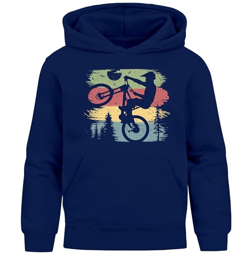 MoonWorks® Kinder Hoodie Jungen Geschenk für BMX Fans Mountainbilke Radfahren Hobby Fahrradfahren Jungengeschenke Navy 140 von MoonWorks