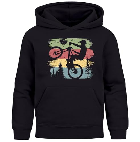 MoonWorks® Kinder Hoodie Jungen Geschenk für BMX Fans Mountainbilke Radfahren Hobby Fahrradfahren Jungengeschenke schwarz 128 von MoonWorks