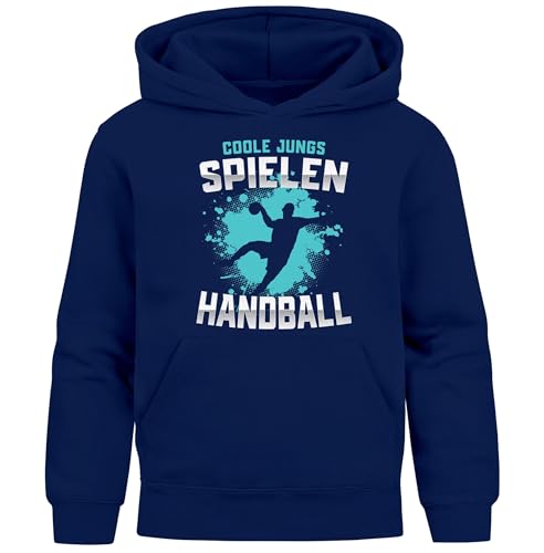 MoonWorks® Kinder Hoodie Jungen Handball Sport Hobby Spruch Coole Jungs Geschenk Handballspieler Navy 140 von MoonWorks