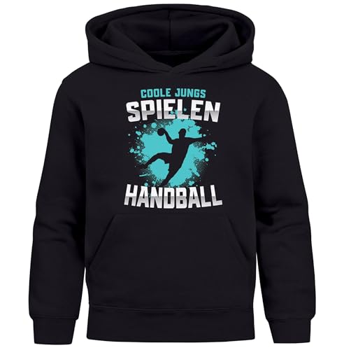 MoonWorks® Kinder Hoodie Jungen Handball Sport Hobby Spruch Coole Jungs Geschenk Handballspieler schwarz 164 von MoonWorks