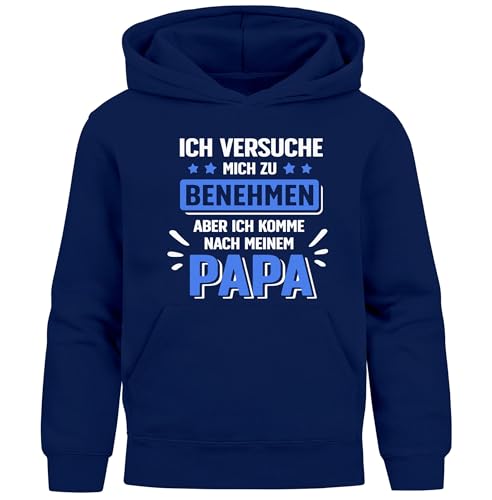 MoonWorks® Kinder Hoodie Jungen Spruch lustig Ich versuche Mich zu benehmen Jungengeschenke Navy 164 von MoonWorks