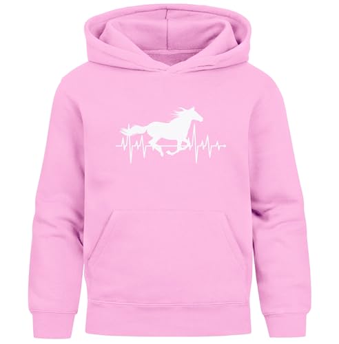 MoonWorks® Kinder Hoodie Mädchen Pferde Herzschlag Motiv Mädchengeschenke mit Pferde Print rosa 116 von MoonWorks