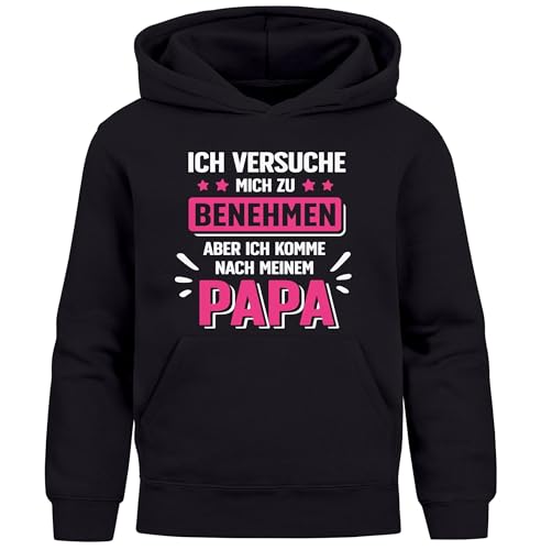 MoonWorks® Kinder Hoodie Mädchen Spruch lustig Ich versuche Mich zu benehmen Mädchengeschenke schwarz 164 von MoonWorks