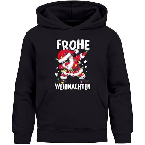 MoonWorks® Kinder Hoodie Weihnachtspullover Jungen Mädchen Dabbing Santa Weihnachtsoutfit Kinder schwarz 128 von MoonWorks