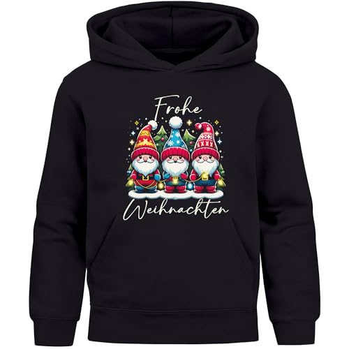 MoonWorks® Kinder Hoodie Weihnachtspullover Jungen Mädchen Wichtel Weihnachtsoutfit Kinder schwarz 152 von MoonWorks