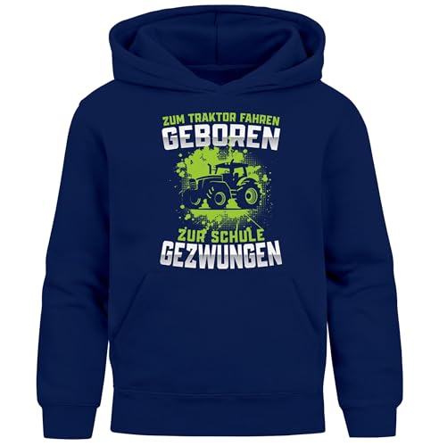MoonWorks® Kinder Hoodie mit Aufdruck Traktor Trekker Jungen Motiv Spruch lustig Jungengeschenke Navy 128 von MoonWorks