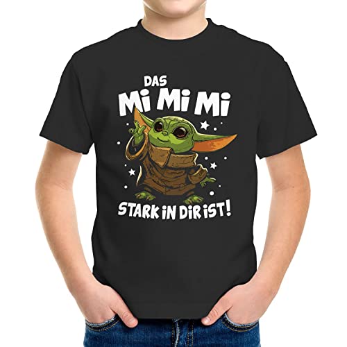 MoonWorks® Kinder T-Shirt Das Mimimi stark in dir ist.Parodie Baby Yoda lustiger Spruch Jungen schwarz 122-128 (7-8 Jahre) von MoonWorks