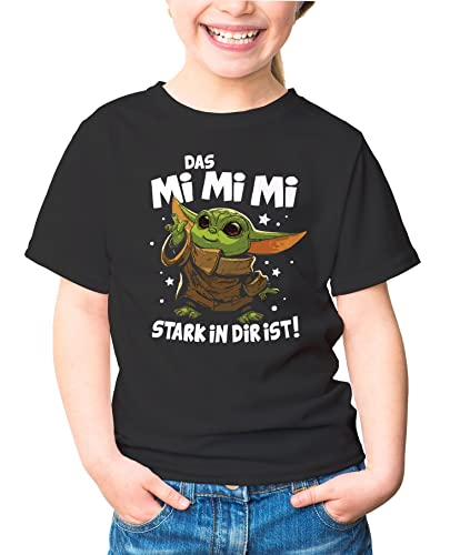 MoonWorks® Kinder T-Shirt Das Mimimi stark in dir ist.Parodie Baby Yoda lustiger Spruch Mädchen schwarz 122-128 (7-8 Jahre) von MoonWorks