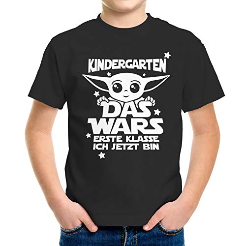 MoonWorks® Kinder T-Shirt Jungen Kindergarten Das Wars erste Klasse ich jetzt Bin Geschenk zur Einschulung Schulanfang schwarz 110-116 (5-6 Jahre) von MoonWorks