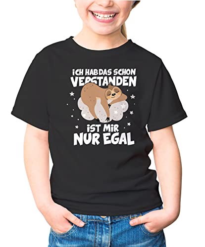 MoonWorks® Kinder T-Shirt Mädchen Faultier Spruch lustig Ich hab das Schon verstanden ist Mir nur egal Geschenk schwarz 110-116 (5-6 Jahre) von MoonWorks