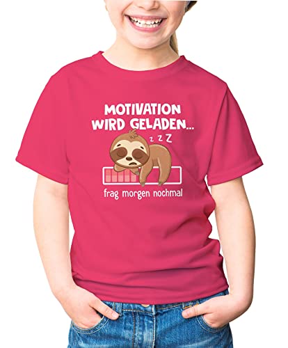 MoonWorks® Kinder T-Shirt Mädchen Spruch lustig Anti Motivation Wird geladen Fauttier Geschenk für Mädchen pink 122-128 (7-8 Jahre) von MoonWorks