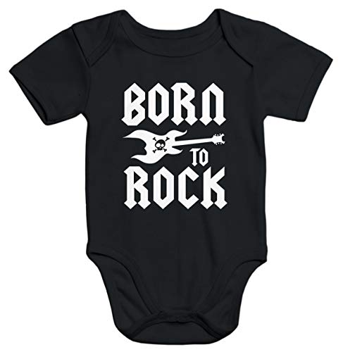 MoonWorks® Kurzarm Baby Body Born to Rock Hardrock Heavy Metal Bio-Baumwolle schwarz 12-18 Monate von MoonWorks