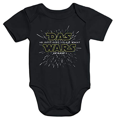 MoonWorks® Kurzarm Baby Body Das Wars ab jetzt hab ich die Macht Episode 1 Bio-Baumwolle schwarz 0-3 Monate von MoonWorks