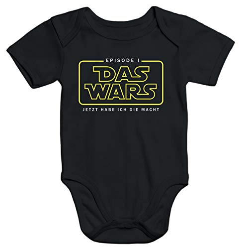 MoonWorks® Kurzarm Baby Body Das Wars ab jetzt hab ich die Macht Episode 1 Bio-Baumwolle schwarz 3-6 Monate von MoonWorks