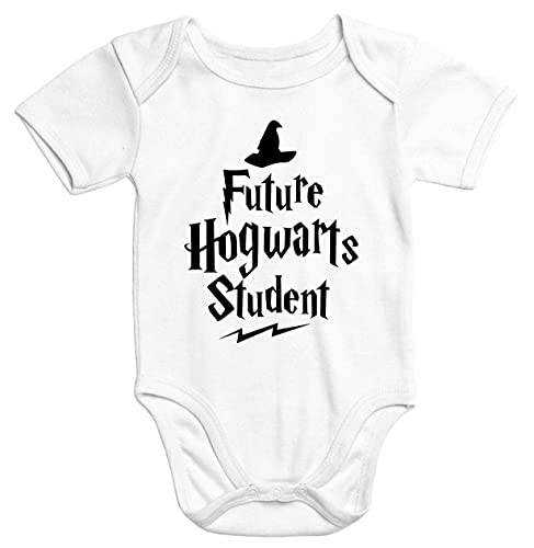 MoonWorks® Kurzarm Baby Body HP Future Student Jungen Mädchen Onesie Bodyshirt weiß 3-6 Monate von MoonWorks