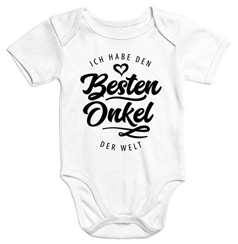 MoonWorks® Kurzarm Baby Body Ich Habe den besten Onkel der Welt Spruch Geschenk Bio-Baumwolle weiß 0-3 Monate von MoonWorks