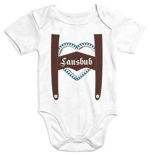 MoonWorks® Kurzarm Baby Body Lausbub Bio-Baumwolle mit lustigen Spruch Junge Onesie Babykleidung weiß 6-12 Monate von MoonWorks