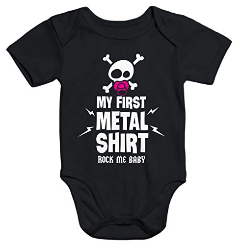 MoonWorks® Kurzarm Baby Body My First Metal Shirt Hardrock Heavy Metal Bio-Baumwolle schwarz 0-3 Monate von MoonWorks