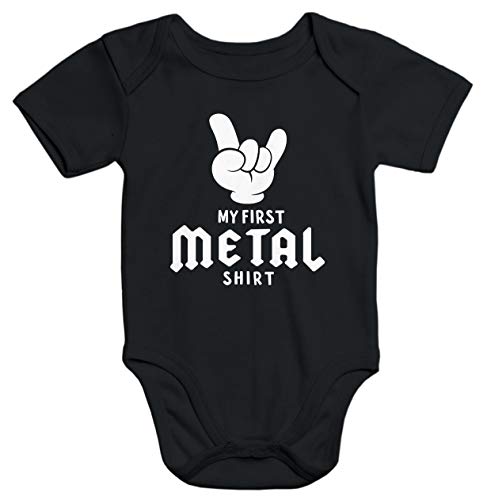 MoonWorks® Kurzarm Baby Body My First Metal Shirt Hardrock Heavy Metal Bio-Baumwolle schwarz 0-3 Monate von MoonWorks