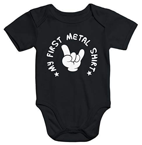 MoonWorks® Kurzarm Baby Body My First Metal Shirt Hardrock Heavy Metal Bio-Baumwolle schwarz 3-6 Monate von MoonWorks